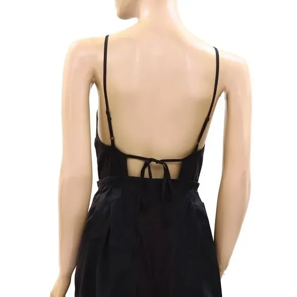 By Anthropologie High Tide Wide-Leg One-Piece Jumpsuit Dress Black M NEW 275674